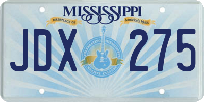 MS license plate JDX275
