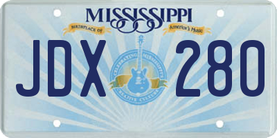 MS license plate JDX280