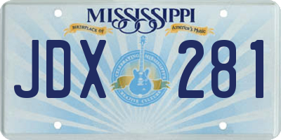 MS license plate JDX281
