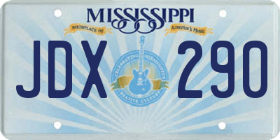 MS license plate JDX290