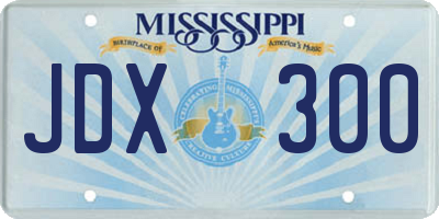 MS license plate JDX300