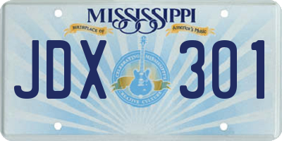 MS license plate JDX301