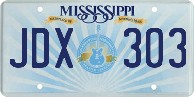 MS license plate JDX303