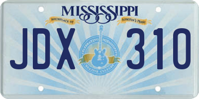 MS license plate JDX310