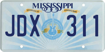 MS license plate JDX311