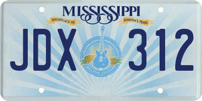 MS license plate JDX312
