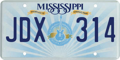 MS license plate JDX314
