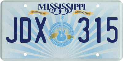 MS license plate JDX315