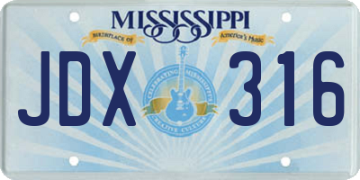 MS license plate JDX316