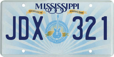 MS license plate JDX321