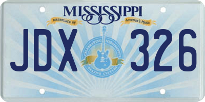 MS license plate JDX326