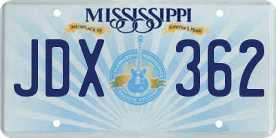 MS license plate JDX362