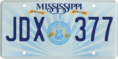 MS license plate JDX377