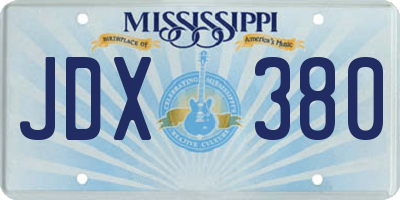 MS license plate JDX380