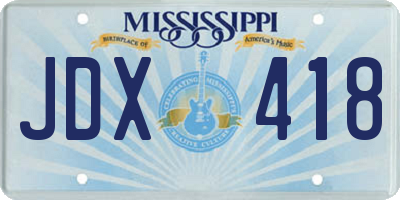 MS license plate JDX418