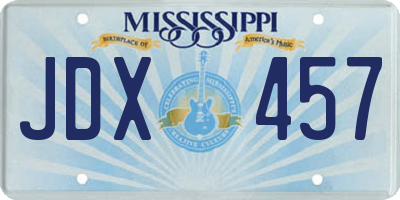 MS license plate JDX457