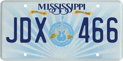 MS license plate JDX466