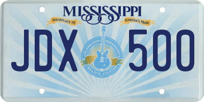 MS license plate JDX500