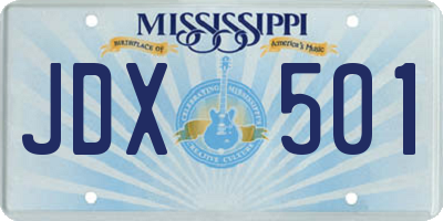 MS license plate JDX501