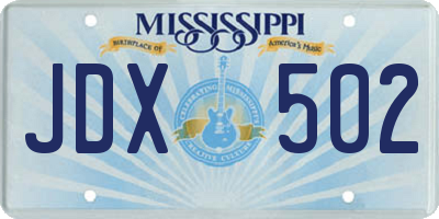MS license plate JDX502