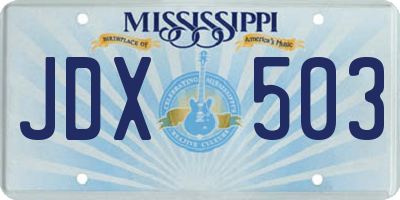 MS license plate JDX503