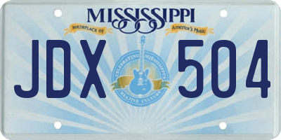 MS license plate JDX504