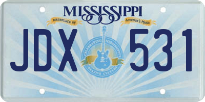 MS license plate JDX531