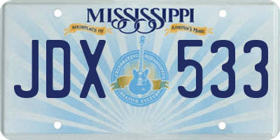 MS license plate JDX533