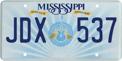 MS license plate JDX537
