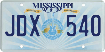 MS license plate JDX540