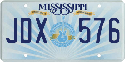MS license plate JDX576