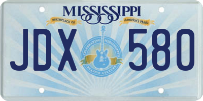 MS license plate JDX580