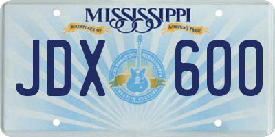 MS license plate JDX600