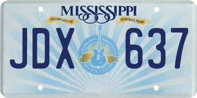 MS license plate JDX637