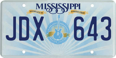 MS license plate JDX643