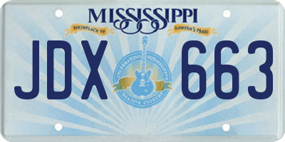 MS license plate JDX663