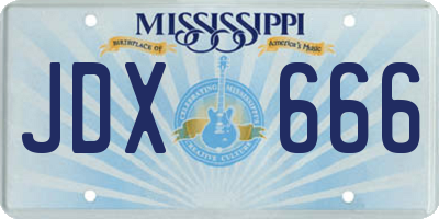MS license plate JDX666