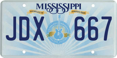 MS license plate JDX667
