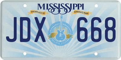 MS license plate JDX668