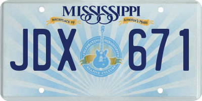 MS license plate JDX671