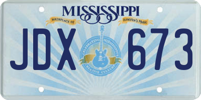 MS license plate JDX673