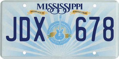 MS license plate JDX678