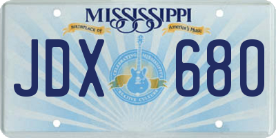MS license plate JDX680