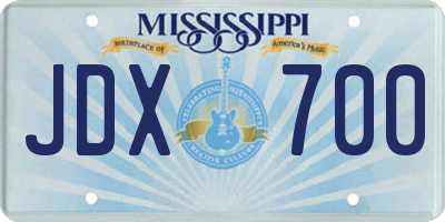 MS license plate JDX700