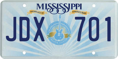 MS license plate JDX701