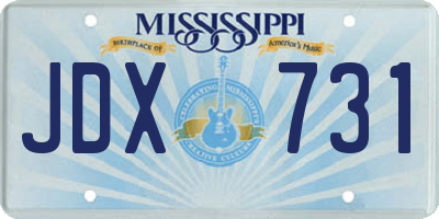 MS license plate JDX731
