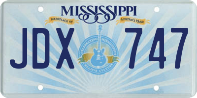 MS license plate JDX747