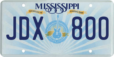 MS license plate JDX800