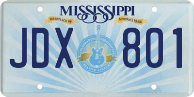 MS license plate JDX801