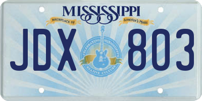 MS license plate JDX803
